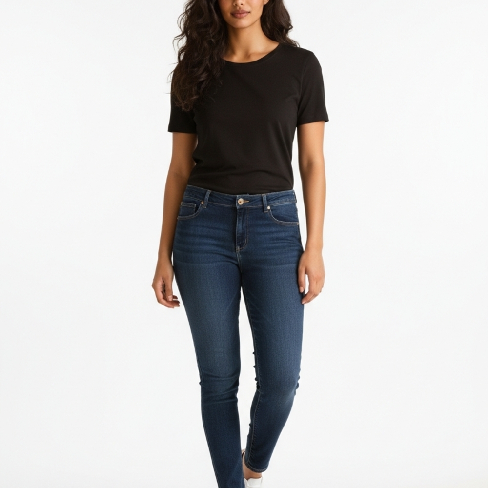COOGI Dark Blue Women's Embroidered Plus Size Skinny Jeans 22W